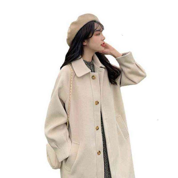 hepburn wind long woolen coat female button autumn and winter style temperament small thickened, Black
hepburn wind long woolen coat female button autumn and winter style temperament small thickened, Black