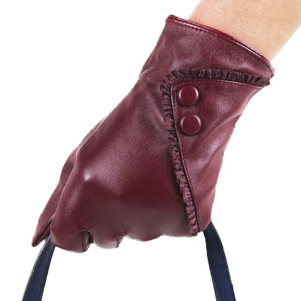 five fingers gloves women' pu leather winter warm driving elegant button lace glove ladies full finger mittens s2291, Blue;gray
five fingers gloves women' pu leather winter warm driving elegant button lace glove ladies full finger mittens s2291, Blue;gray