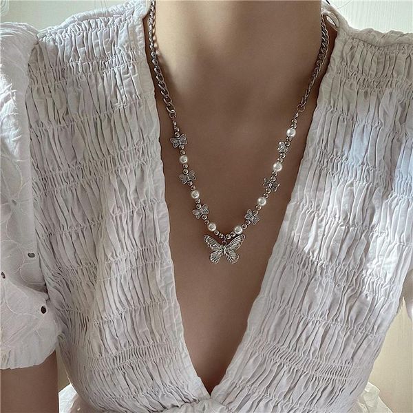 chains trendy punk gothic butterfly pendant necklace choker pearl hip hop personality fashion jewelry for women girls gifts party, Silver
chains trendy punk gothic butterfly pendant necklace choker pearl hip hop personality fashion jewelry for women girls gifts party, Silver
