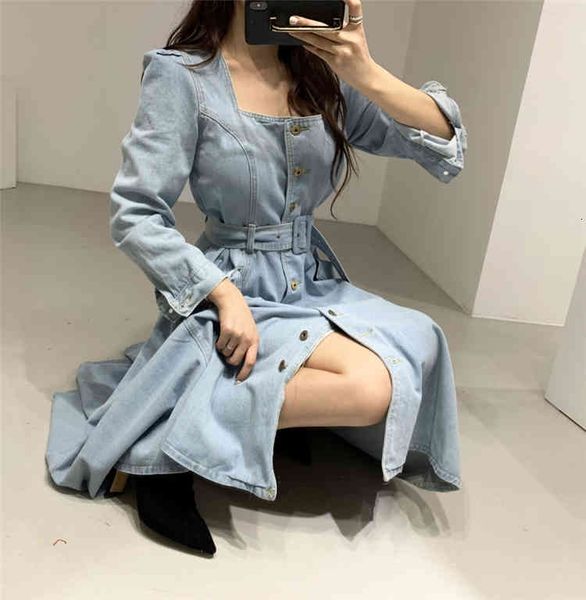 dresses denim es spring autumn mid-calf casual sashes square collar single breasted pockets for women, Black;gray
dresses denim es spring autumn mid-calf casual sashes square collar single breasted pockets for women, Black;gray