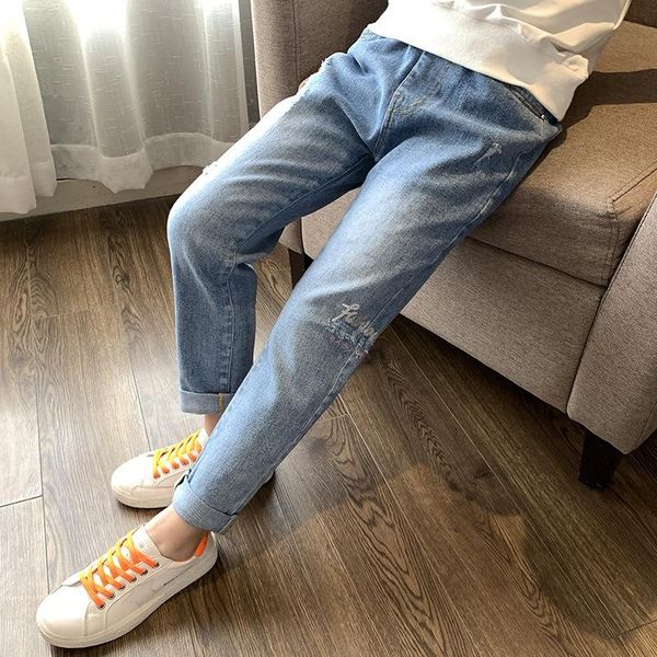 jeans girls pants spring 2021 girl children and autumn trousers loose harem, Blue