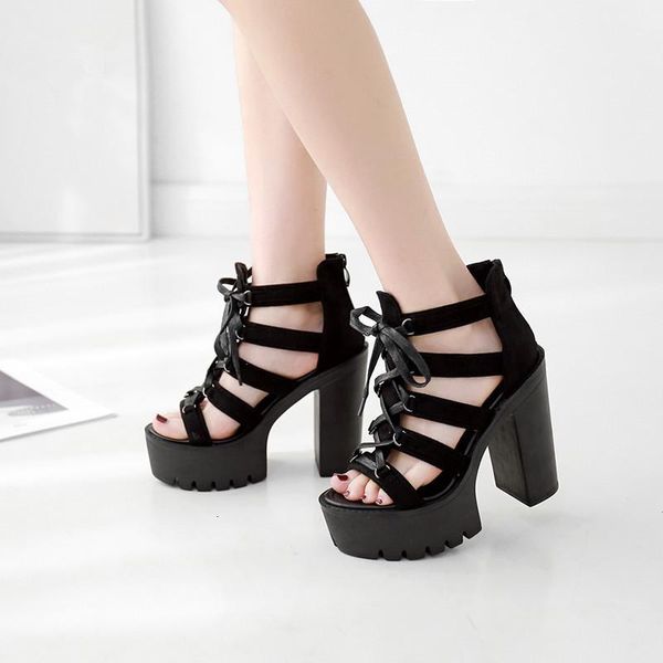 sandals summer flock gladiator women gothic 5cm platform cross tied open toe narrow band punk shoes woman 84z5, Black
sandals summer flock gladiator women gothic 5cm platform cross tied open toe narrow band punk shoes woman 84z5, Black