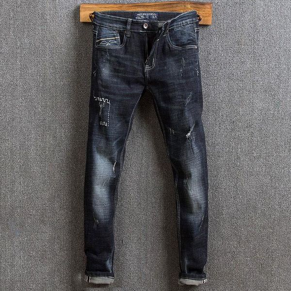 ly designer men jeans black blue color retro wash slim fit ripped classical pants italian style vintage homme men's
ly designer men jeans black blue color retro wash slim fit ripped classical pants italian style vintage homme men's