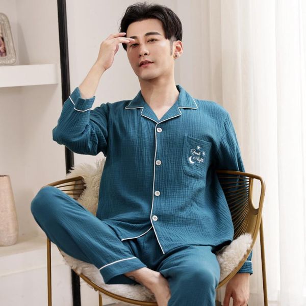 men's sleepwear solid color pajamas spring and autumn double layer cotton long sleeve large home clothes 21-1369, Black;brown
men's sleepwear solid color pajamas spring and autumn double layer cotton long sleeve large home clothes 21-1369, Black;brown
