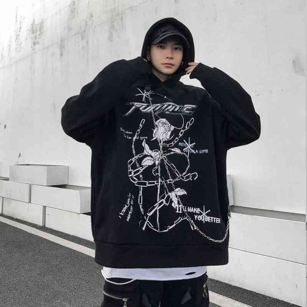 two dimensional dark chain hooded autumn and winter plush sweater men's korean version women's funeral department hip hop coat fas, Black
two dimensional dark chain hooded autumn and winter plush sweater men's korean version women's funeral department hip hop coat fas, Black