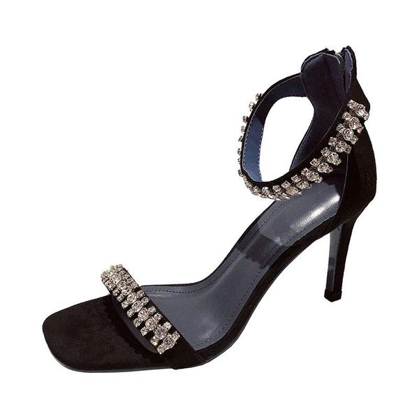 women's shoes summer sandals fashion stiletto rhinestone buckle high heel dress, Black
women's shoes summer sandals fashion stiletto rhinestone buckle high heel dress, Black