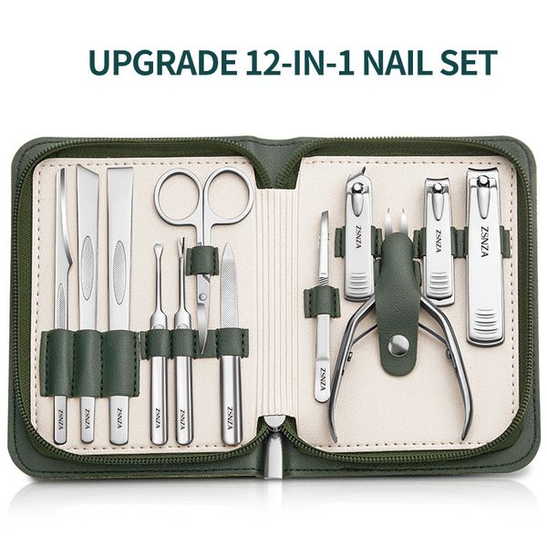 manicure set 12 in 1 stainless steel cutter full function green leather nail clippers hand kit tools for travel gifts
manicure set 12 in 1 stainless steel cutter full function green leather nail clippers hand kit tools for travel gifts