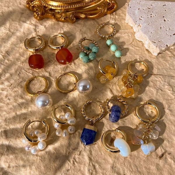 hoop & huggie 2021 retro natural irregular freshwater pearls opal brass metal circle drop earrings for women girls travel jewelry, Golden;silver
hoop & huggie 2021 retro natural irregular freshwater pearls opal brass metal circle drop earrings for women girls travel jewelry, Golden;silver