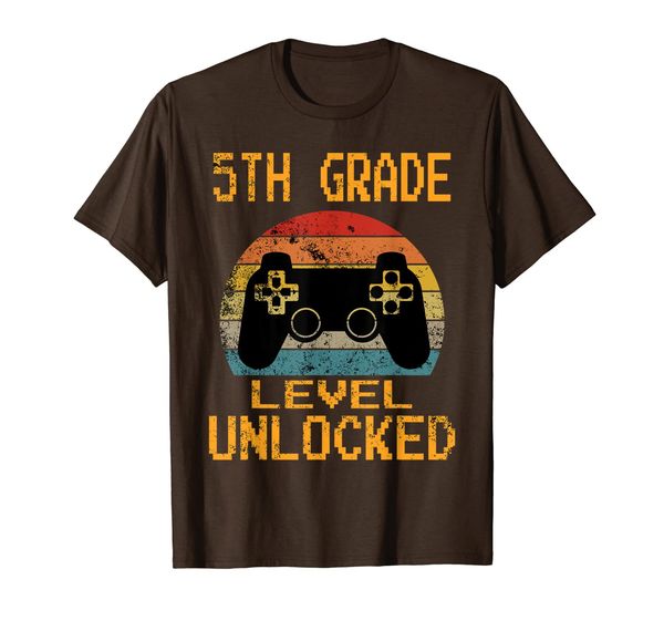 5th grade level unlocked video gamer back to school boys t-shirt, White;black