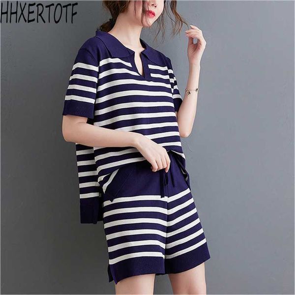 summer fashion casual women striped breathable small v-neck short sleeve sweater + knitted shorts two-piece sets 210531, White
summer fashion casual women striped breathable small v-neck short sleeve sweater + knitted shorts two-piece sets 210531, White