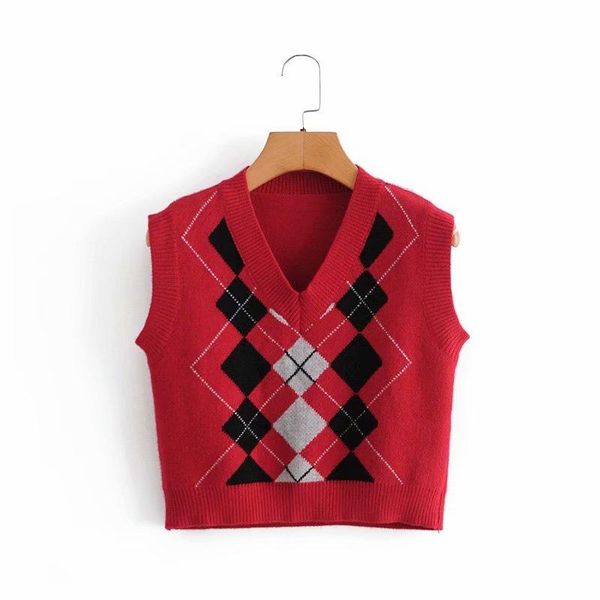 women's vests 2021 autumn knitted argyle plaid v-neck sweater vest female fashion casual women clothes, Black;white
women's vests 2021 autumn knitted argyle plaid v-neck sweater vest female fashion casual women clothes, Black;white