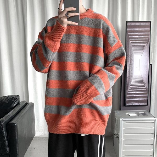 men's sweaters winter sweater harajuku fashion striped sweter oversize pullover warm knitted clothing, White;black
men's sweaters winter sweater harajuku fashion striped sweter oversize pullover warm knitted clothing, White;black