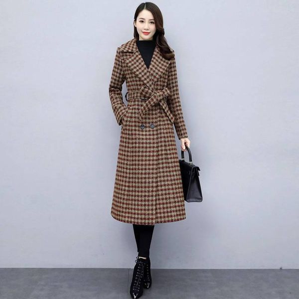 women's wool & blends autumn winter women woolen coat fashion plaid long outerwear thicken warm slim jacket female double breasted r16, Black
women's wool & blends autumn winter women woolen coat fashion plaid long outerwear thicken warm slim jacket female double breasted r16, Black