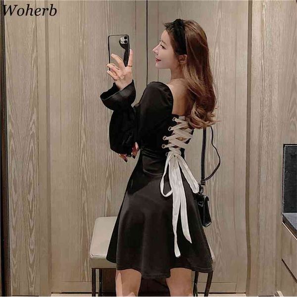fashion woman dresses spring summer long sleeve black women square collar backless bandage lolita vestidos 210519, Black;gray
fashion woman dresses spring summer long sleeve black women square collar backless bandage lolita vestidos 210519, Black;gray