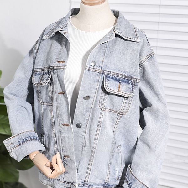 galcaur summer casual solid denim jacket for women lapel long sleeve loose button coat female fashion clothes new tide 201015, Black;brown
galcaur summer casual solid denim jacket for women lapel long sleeve loose button coat female fashion clothes new tide 201015, Black;brown