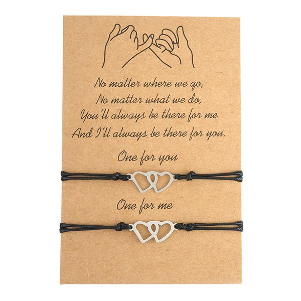 braided 2pcs/set charm bracelet for friendship couples double love heart pendant bangles women man lucky wish jewelry, Golden;silver
braided 2pcs/set charm bracelet for friendship couples double love heart pendant bangles women man lucky wish jewelry, Golden;silver