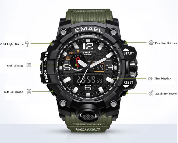 smael 8011 sport watch men dual display 50m waterproof miliatry watches mens digital quartz clock, Slivery;brown
smael 8011 sport watch men dual display 50m waterproof miliatry watches mens digital quartz clock, Slivery;brown