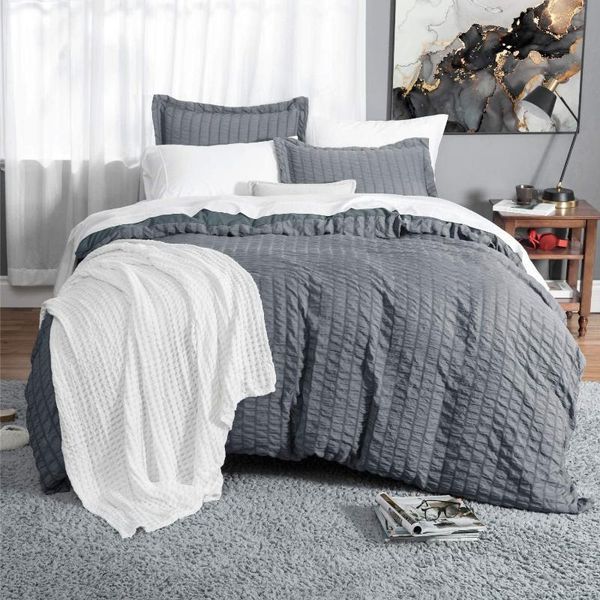 bedding sets dark gray duvet cover set seersucker stripe ultra soft microfiber with zipper closure beddding bed linens king size
bedding sets dark gray duvet cover set seersucker stripe ultra soft microfiber with zipper closure beddding bed linens king size