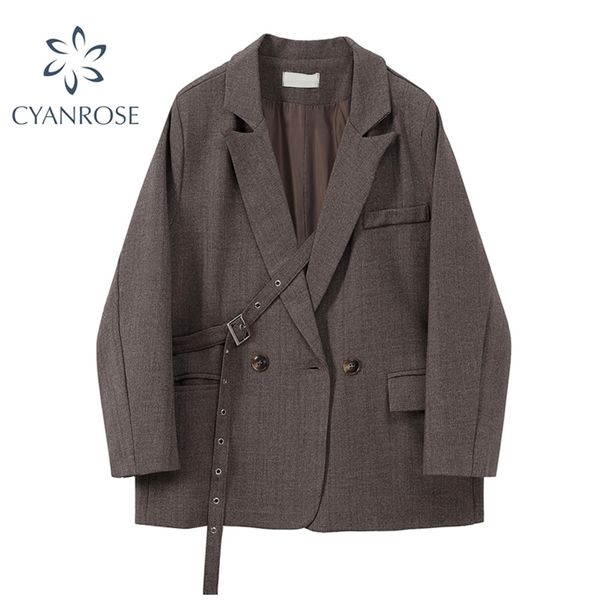 coffee color korean blazer coat women oversized streetwear spliced design notched collar solid jacket vintage leisure outerwear 210515, Black
coffee color korean blazer coat women oversized streetwear spliced design notched collar solid jacket vintage leisure outerwear 210515, Black
