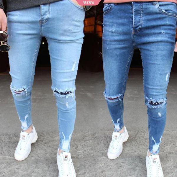 men's jeans men blue cool skinny knee hole ripped stretch slim elastic denim pants solid color high street style trousers man
men's jeans men blue cool skinny knee hole ripped stretch slim elastic denim pants solid color high street style trousers man