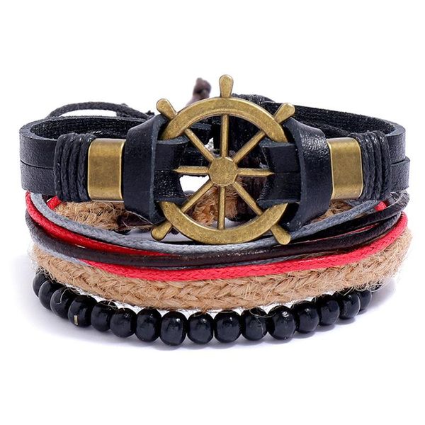 bangle jessingshow 4pcs/set men boys leather bracelet woven bangles vintage rudder male birthday gift jewelry wristband, Black
bangle jessingshow 4pcs/set men boys leather bracelet woven bangles vintage rudder male birthday gift jewelry wristband, Black