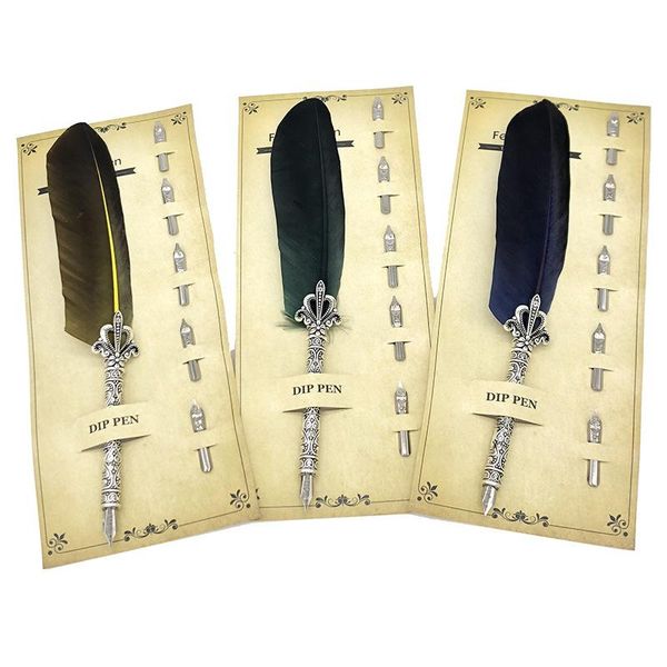 creative quill feather pen calligraphy retro dip set stationery with 6 nibs 9 colors wedding gifts fountain pens
creative quill feather pen calligraphy retro dip set stationery with 6 nibs 9 colors wedding gifts fountain pens