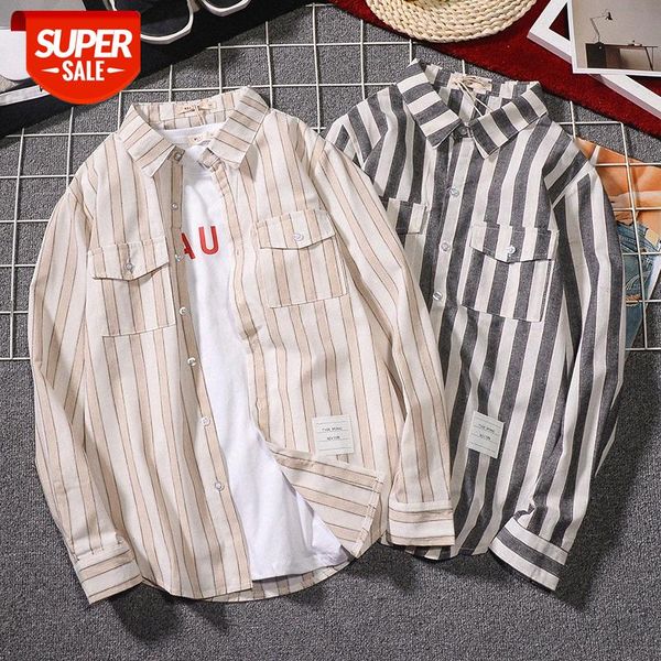 long-sleeved clothes men's flow shirt loose casual striped stall supply #tl56, White;black
long-sleeved clothes men's flow shirt loose casual striped stall supply #tl56, White;black