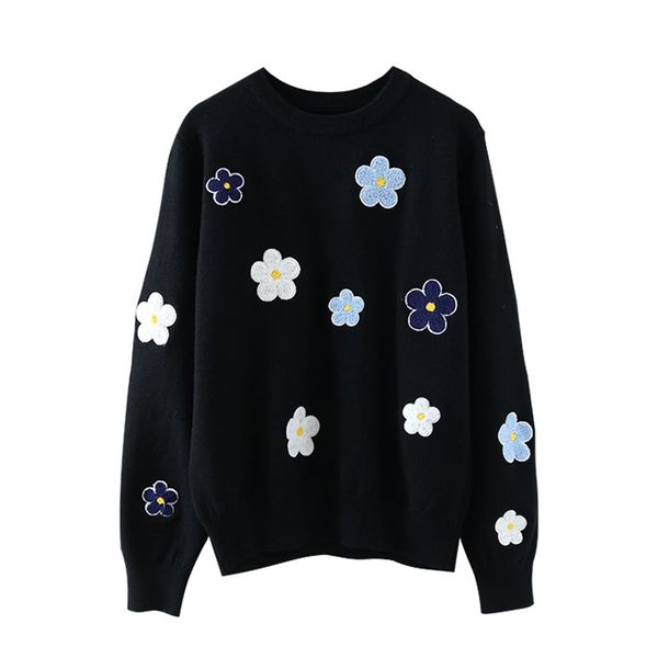 women's sweaters saleqi women's high-quality floral sweater, elegant knitted sweater with round neck for women sqcc, White;black
women's sweaters saleqi women's high-quality floral sweater, elegant knitted sweater with round neck for women sqcc, White;black
