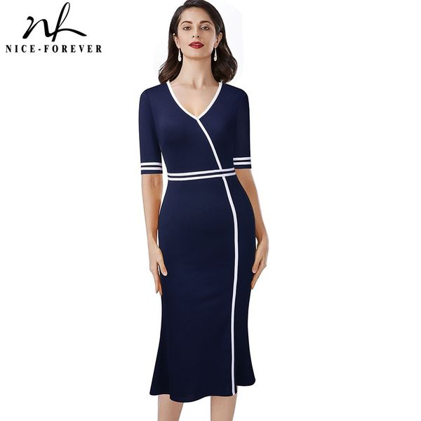 nice-forever contrast color patchwork elegant mermaid dresses business formal party fitted slim women dress b604 210419, White
nice-forever contrast color patchwork elegant mermaid dresses business formal party fitted slim women dress b604 210419, White