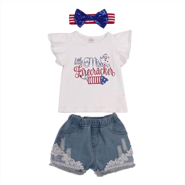 summer independence day kids baby girls outfit letter printing fly sleeve lace denim shorts headwear clothes, White
summer independence day kids baby girls outfit letter printing fly sleeve lace denim shorts headwear clothes, White