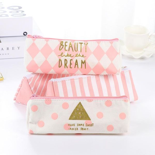 pc of cute lovely pink canvas pencil bag & case for school stationery office supply bags
pc of cute lovely pink canvas pencil bag & case for school stationery office supply bags