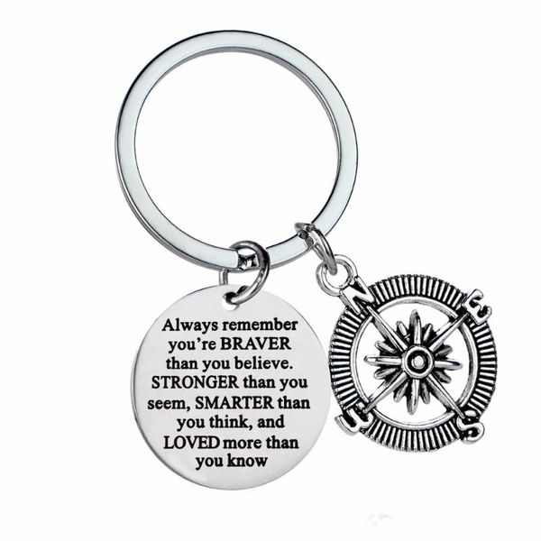 keychains 12pc/lot chic compass always remember you are braver keychain stainless steel keyring forwomen men inspirational gift key chains, Silver
keychains 12pc/lot chic compass always remember you are braver keychain stainless steel keyring forwomen men inspirational gift key chains, Silver
