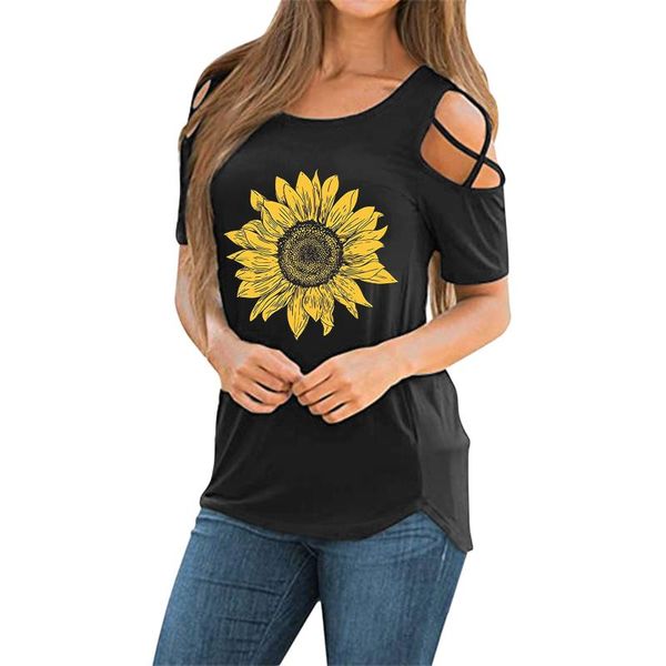 women's t-shirt summer sunflower print t-shirts women casual off shoulder short sleeve strappy cold tee tunic 2021 mujer camisetas a40, White
women's t-shirt summer sunflower print t-shirts women casual off shoulder short sleeve strappy cold tee tunic 2021 mujer camisetas a40, White