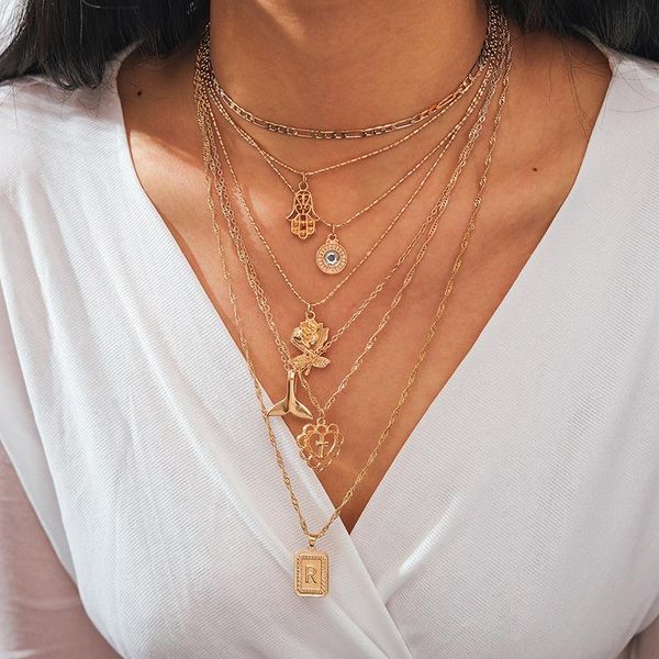 bohemia trendy 7 layers choker crystal rose coins charms alloy shell pendant multi-layer necklace women party wedding necklaces, Silver
bohemia trendy 7 layers choker crystal rose coins charms alloy shell pendant multi-layer necklace women party wedding necklaces, Silver