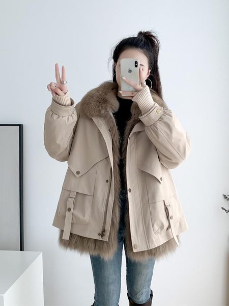 women's fur & faux with three clothes to overcome short style for women big collar warm coat liner 20 winter, Black
women's fur & faux with three clothes to overcome short style for women big collar warm coat liner 20 winter, Black