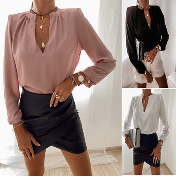 blouses fashion women spring autumn thin shirts v-neck long sleeve solid color transparent slim pullovers for streetwear, White
blouses fashion women spring autumn thin shirts v-neck long sleeve solid color transparent slim pullovers for streetwear, White