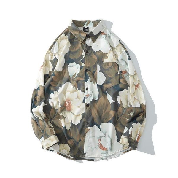 men's casual shirts 2021 summer shirt male long sleeved student korean fashion loose coat ins japanese all over print couple, White;black
men's casual shirts 2021 summer shirt male long sleeved student korean fashion loose coat ins japanese all over print couple, White;black