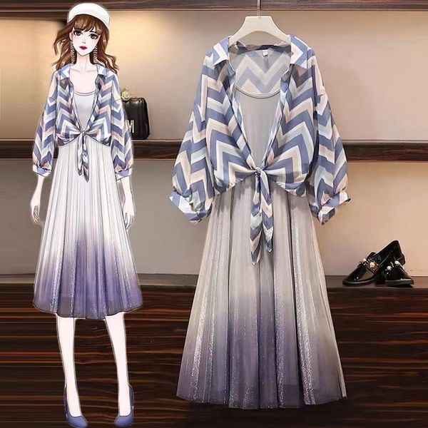 two piece dress fashion summer women lantern sleeve turn down chiffon shirt + midi contrast a line spaghetti strap new pieces, White
two piece dress fashion summer women lantern sleeve turn down chiffon shirt + midi contrast a line spaghetti strap new pieces, White