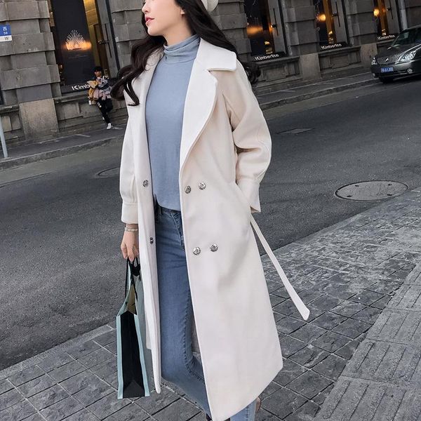 women's wool & blends winter woolen coat female lantern sleeves thickened long section abrigos mujer invierno, Black
women's wool & blends winter woolen coat female lantern sleeves thickened long section abrigos mujer invierno, Black