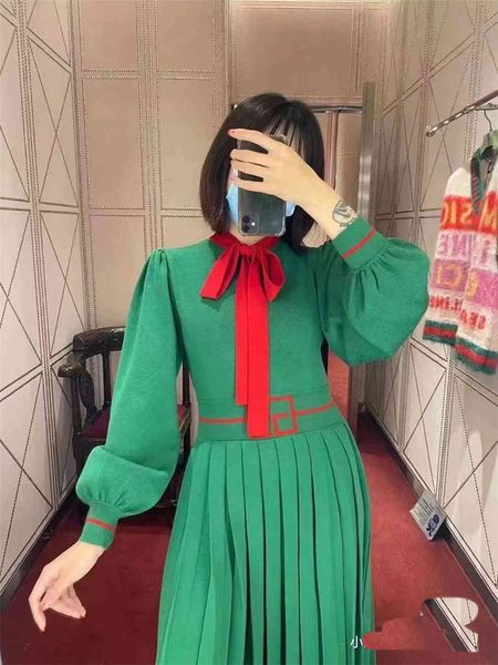 2021 autumn winter g letter green dress red bow long sleeve fashion british style, Black;gray
2021 autumn winter g letter green dress red bow long sleeve fashion british style, Black;gray