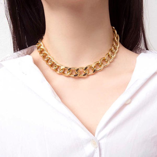 simple thick chain aluminum grinding chain necklace personalized punk model men and women with handsome metal clavicle chain, Silver
simple thick chain aluminum grinding chain necklace personalized punk model men and women with handsome metal clavicle chain, Silver