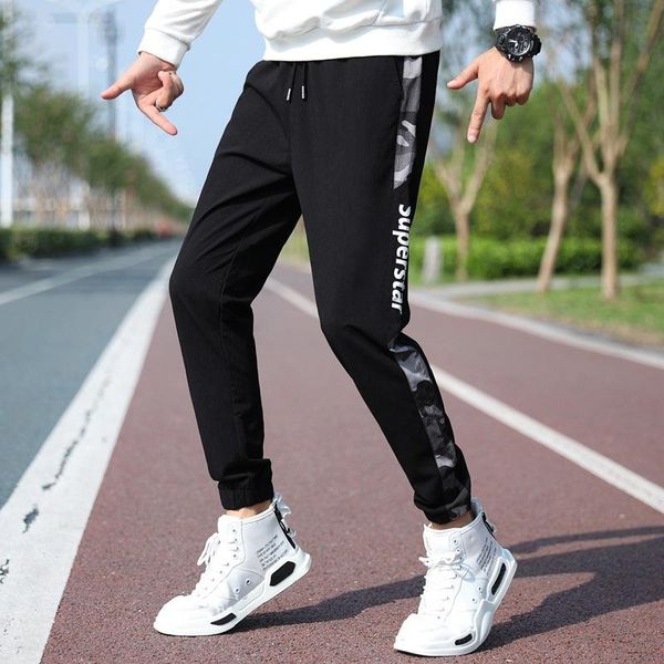 men's pants casual loose straight work boys' sports jogging, Black