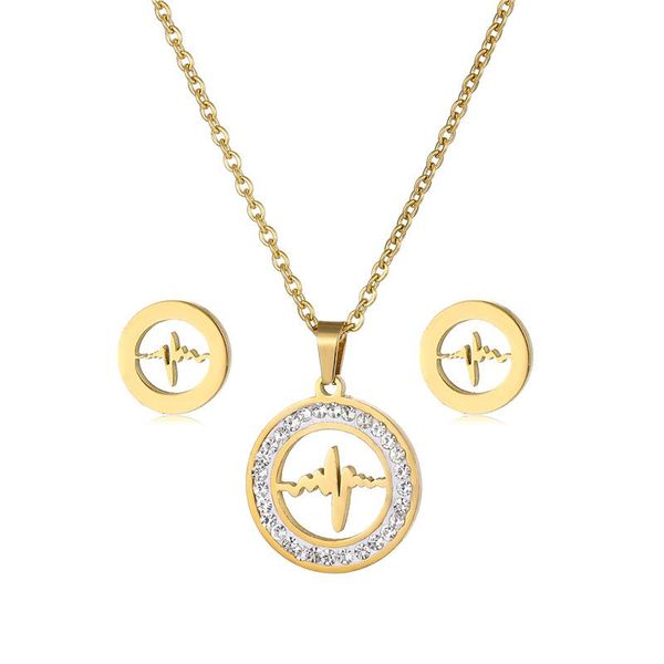 earrings & necklace trend stainless steel zircon for women gold hollow heartbeat jewelry set ecg stud female charms gifts, Silver
earrings & necklace trend stainless steel zircon for women gold hollow heartbeat jewelry set ecg stud female charms gifts, Silver