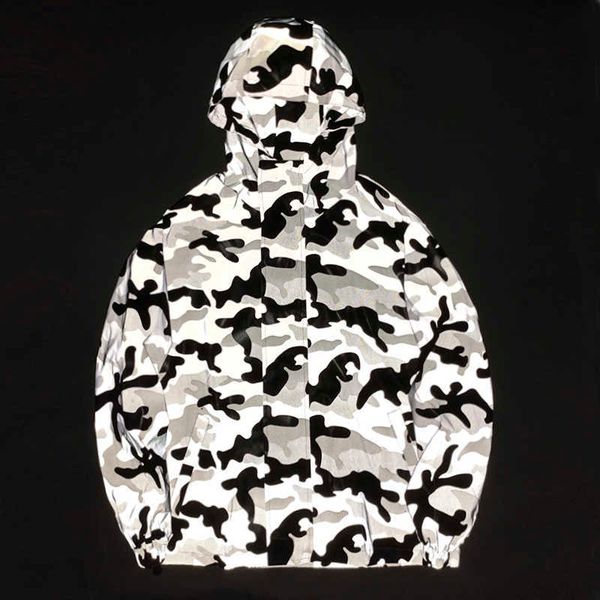 new camouflage luminous reflective jacket camouflage reflective hooded zipper windbreaker waterproof hip-hop streetwear coats x0621, Black;brown
new camouflage luminous reflective jacket camouflage reflective hooded zipper windbreaker waterproof hip-hop streetwear coats x0621, Black;brown