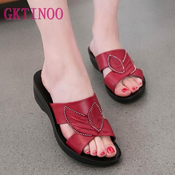 slippers gktinoo women shoes genuine leather casual slides summer retro solid mother wedges flip flops, Black
slippers gktinoo women shoes genuine leather casual slides summer retro solid mother wedges flip flops, Black