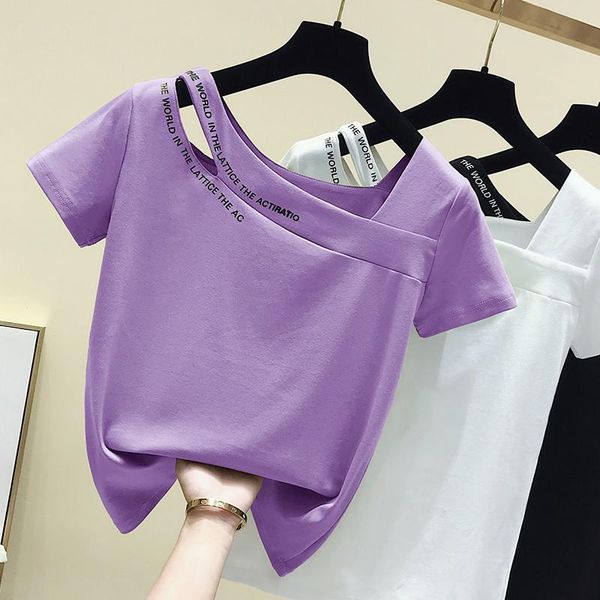 women's t-shirt ggright summer short sleeve t shirt women purple tshirt cotton korean style clothes slim tee femme 2021, White
women's t-shirt ggright summer short sleeve t shirt women purple tshirt cotton korean style clothes slim tee femme 2021, White