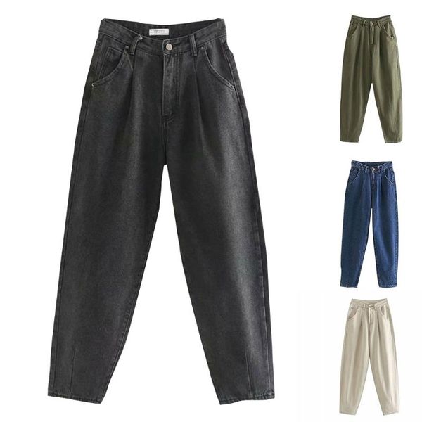women's jeans women pleated high waisted boyfriend cropped denim haren pants solid color casual loose trousers with pockets, Blue
women's jeans women pleated high waisted boyfriend cropped denim haren pants solid color casual loose trousers with pockets, Blue