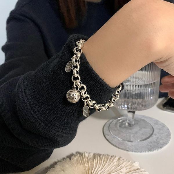link, chain s925silver bracelet for women designer charms smile pendant style personality vintage wholesale lots bulk, Black
link, chain s925silver bracelet for women designer charms smile pendant style personality vintage wholesale lots bulk, Black