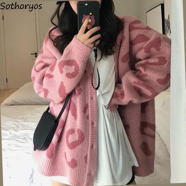 women's knits & tees fall winter pink leopard cardigan women sweater preppy sweet high street loose v-neck warm outerwear simple arriva, White
women's knits & tees fall winter pink leopard cardigan women sweater preppy sweet high street loose v-neck warm outerwear simple arriva, White