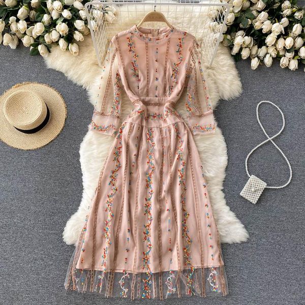 casual dresses women's elegant embroidery floral mesh three quarter sleeve long dress ladies summer autumn o neck party vestidos, Black;gray
casual dresses women's elegant embroidery floral mesh three quarter sleeve long dress ladies summer autumn o neck party vestidos, Black;gray